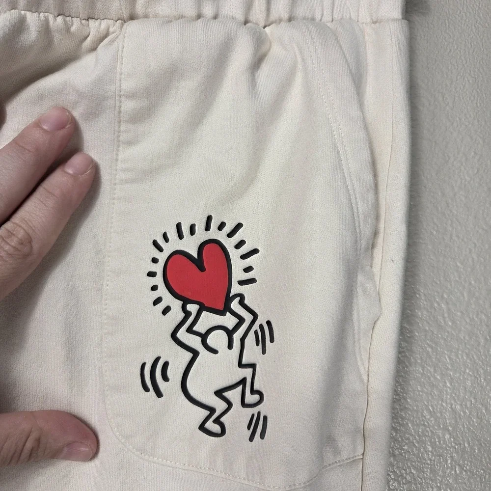 Keith Haring‎ Jogger Sweatpants Cream Graphic Pocket Size Large